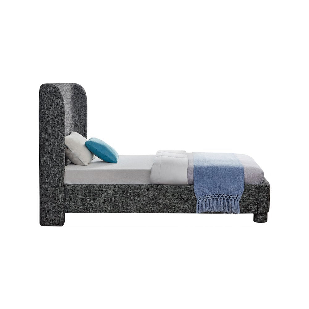 Penny Black Polyester Fabric Twin Bed