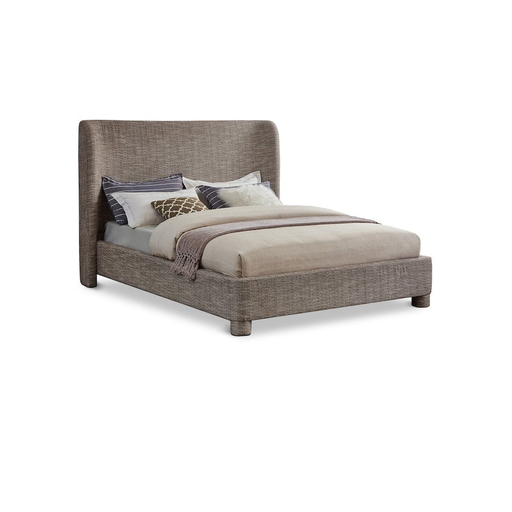 Penny Brown Polyester Fabric Queen Bed