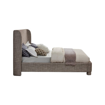 Penny Brown Polyester Fabric Queen Bed