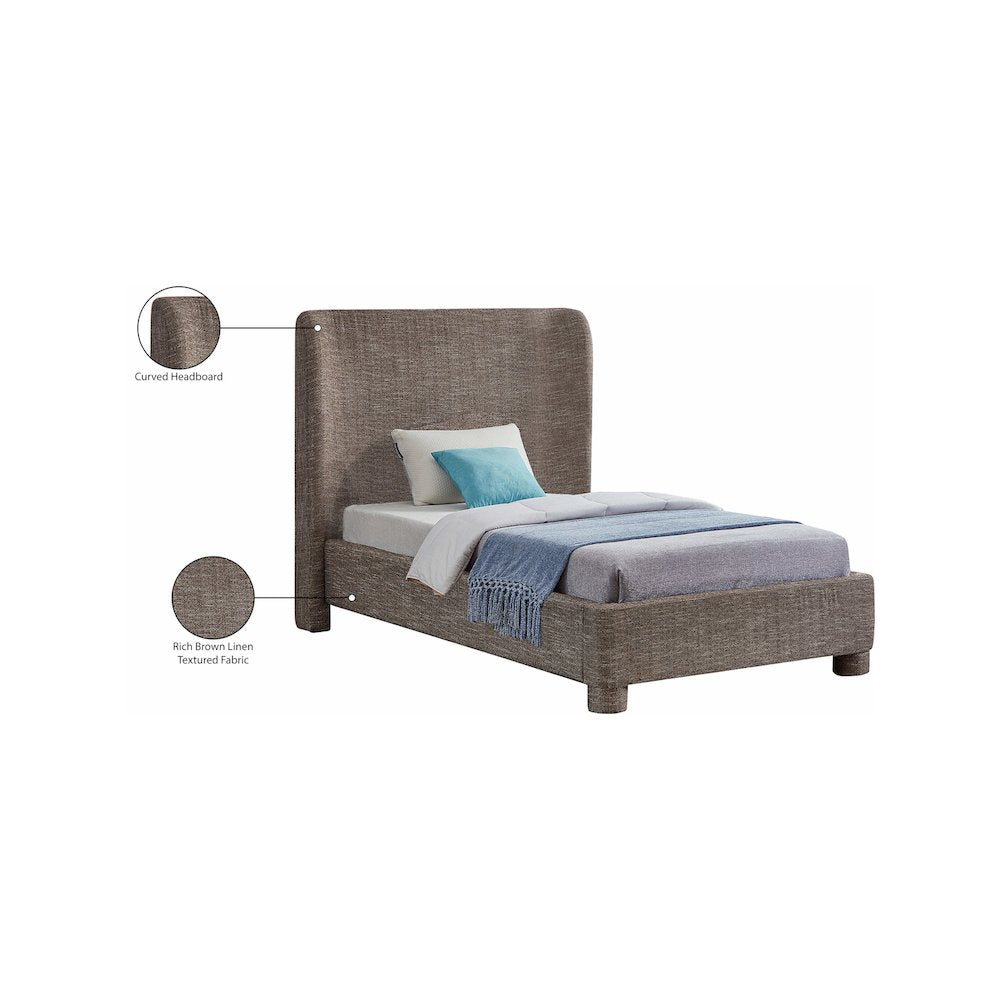 Penny Brown Polyester Fabric Twin Bed