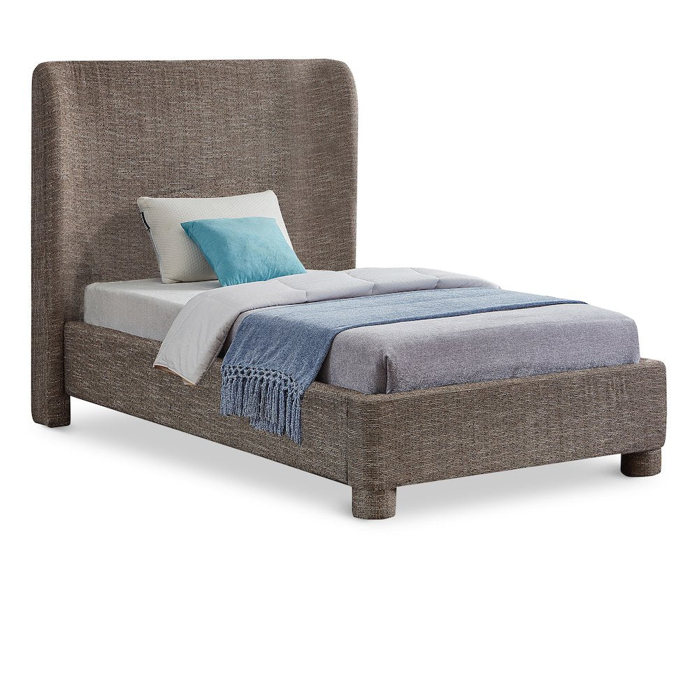 Penny Brown Polyester Fabric Twin Bed