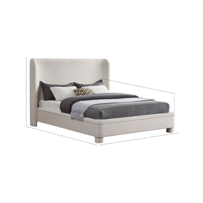 Penny Cream Linen Textured Fabric King Bed