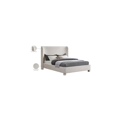 Penny Cream Linen Textured Fabric King Bed