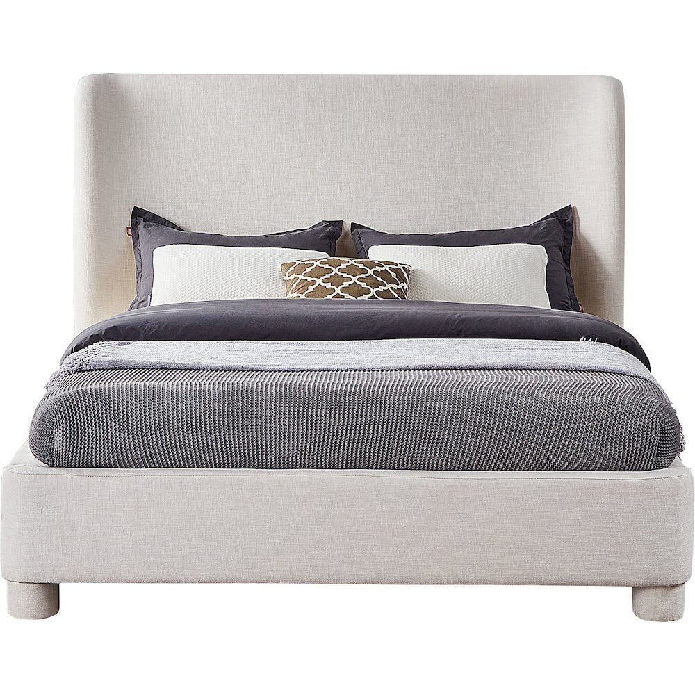 Penny Cream Linen Textured Fabric King Bed