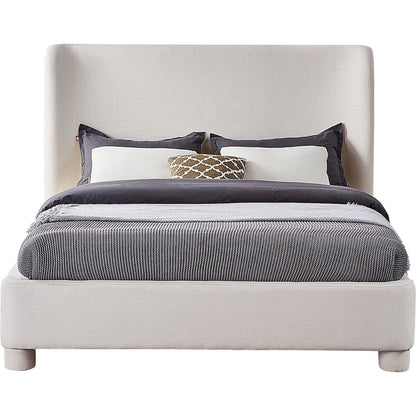 Penny Cream Linen Textured Fabric King Bed