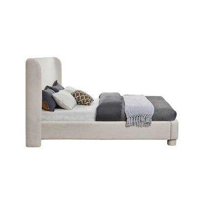 Penny Cream Linen Textured Fabric King Bed
