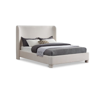 Penny Cream Linen Textured Fabric Queen Bed