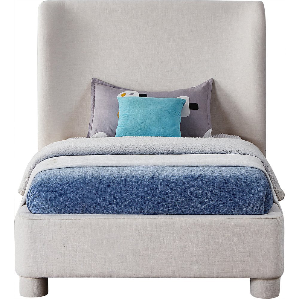 Penny Cream Linen Textured Fabric Twin Bed