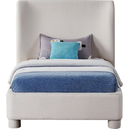 Penny Cream Linen Textured Fabric Twin Bed