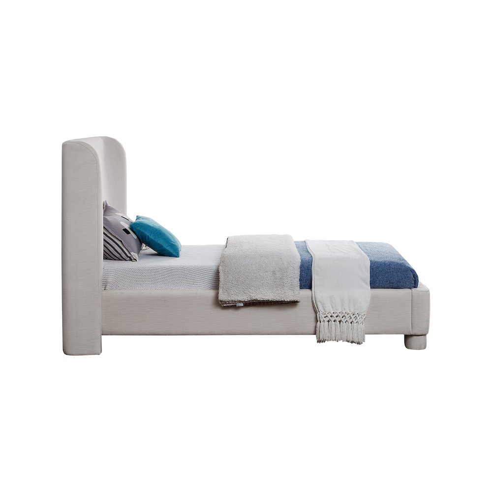 Penny Cream Linen Textured Fabric Twin Bed