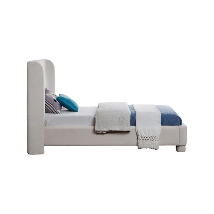 Penny Cream Linen Textured Fabric Twin Bed