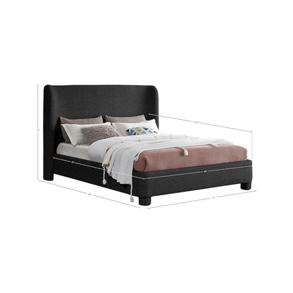 Penny Black Boucle Fabric Queen Bed