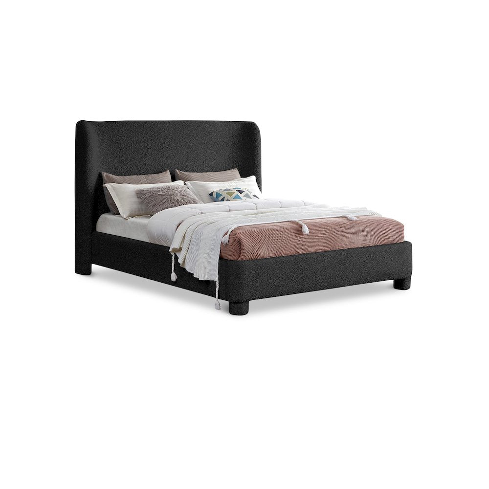 Penny Black Boucle Fabric Queen Bed