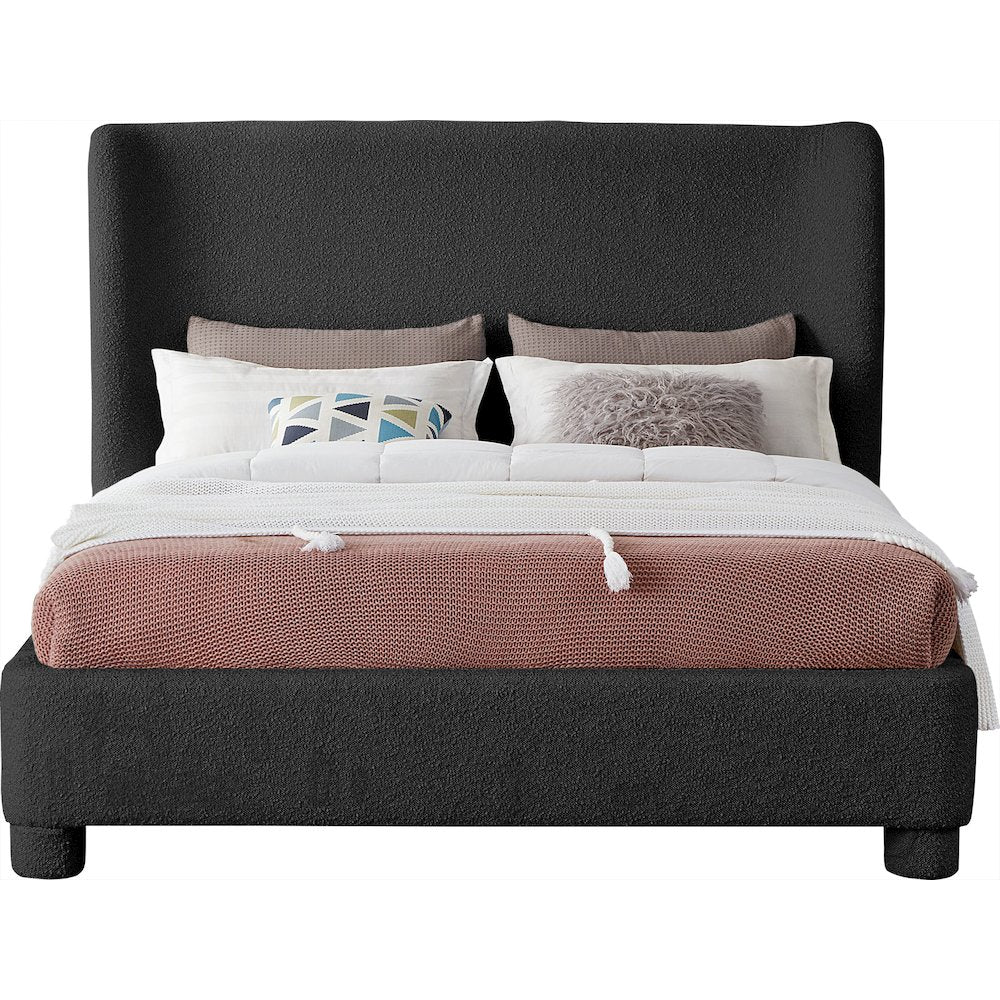 Penny Black Boucle Fabric Queen Bed