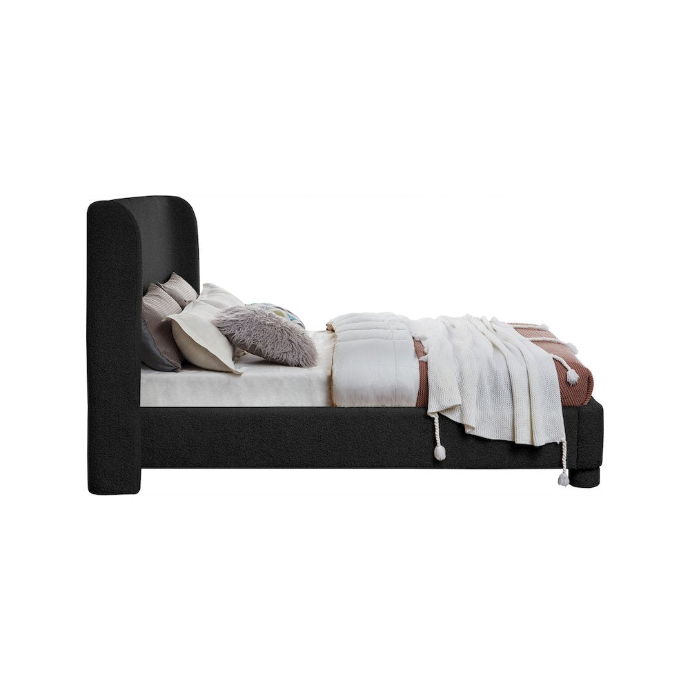 Penny Black Boucle Fabric Queen Bed