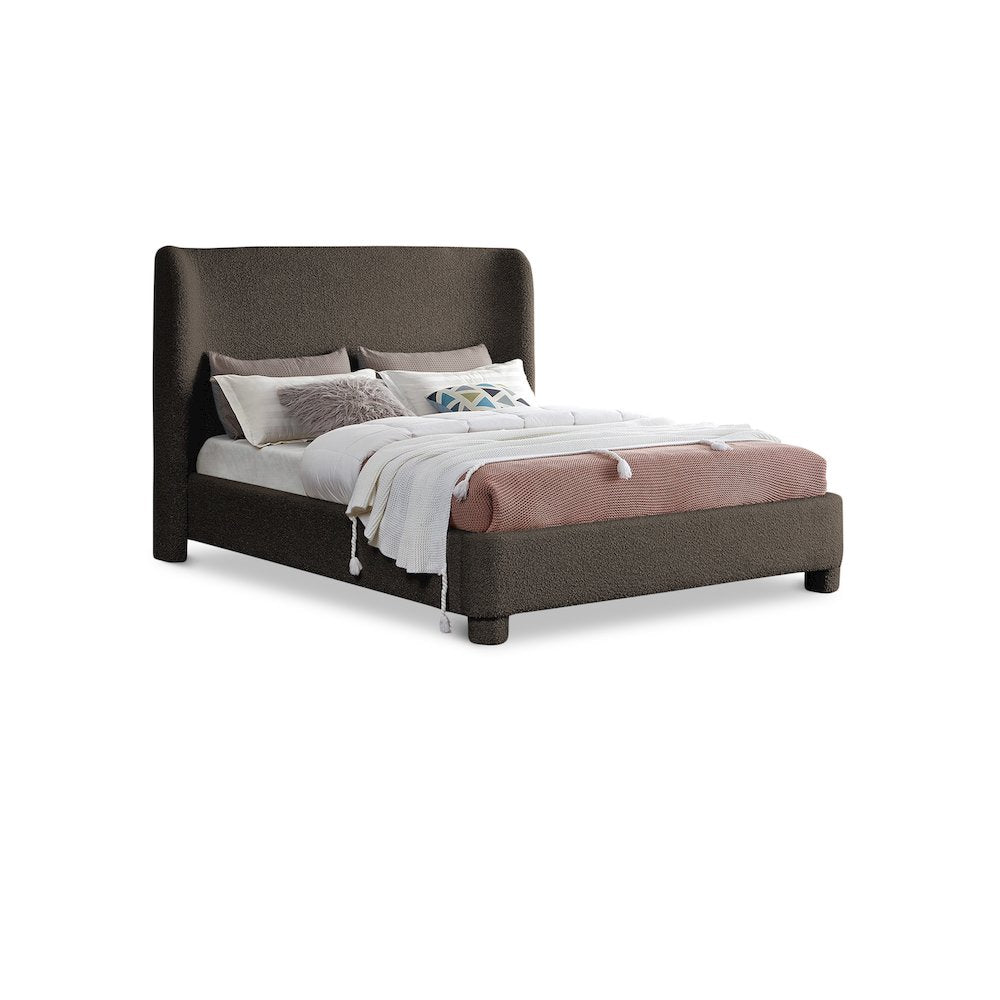 Penny Brown Boucle Fabric King Bed