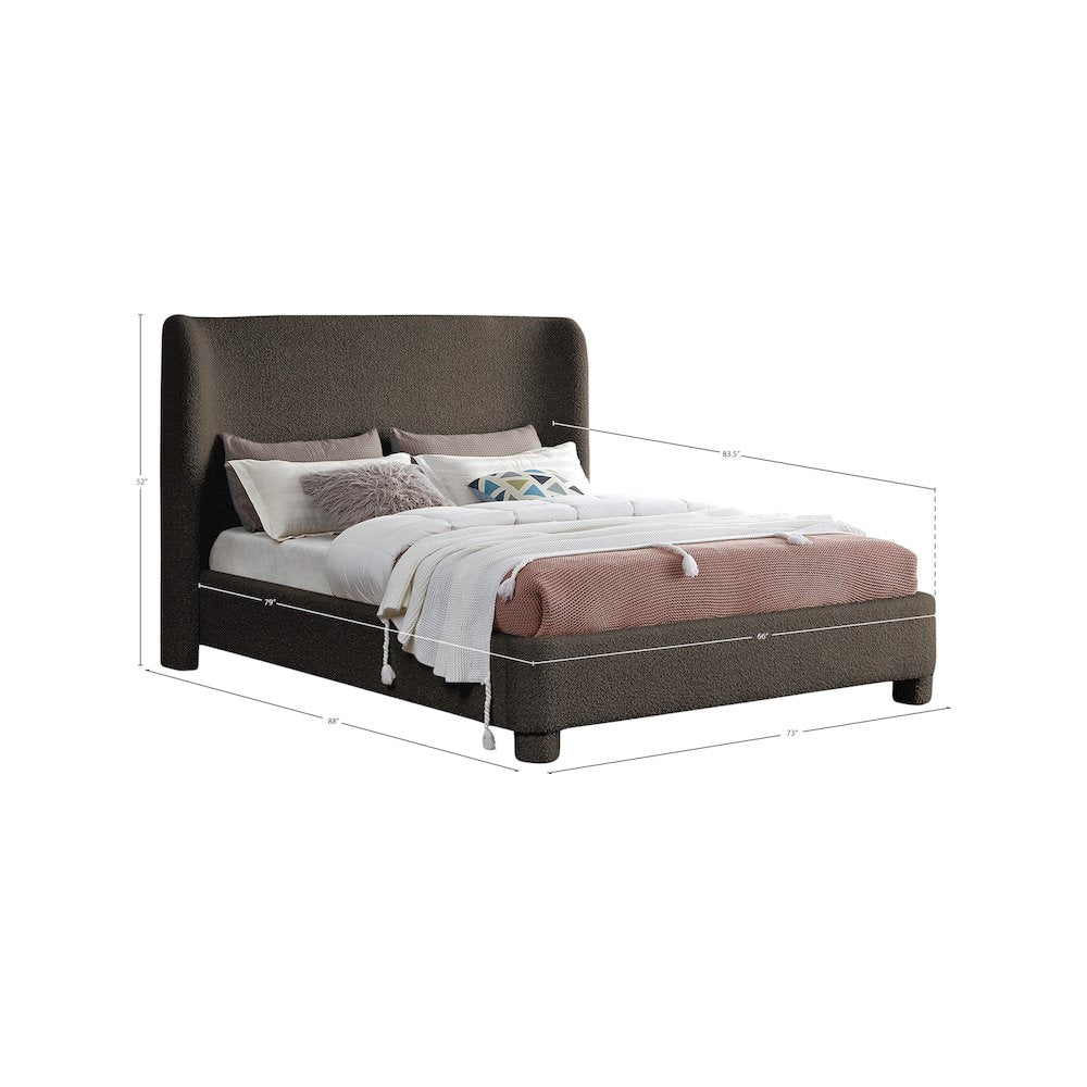 Penny Brown Boucle Fabric Queen Bed