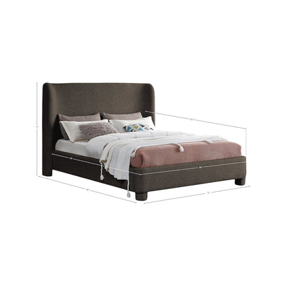 Penny Brown Boucle Fabric Queen Bed