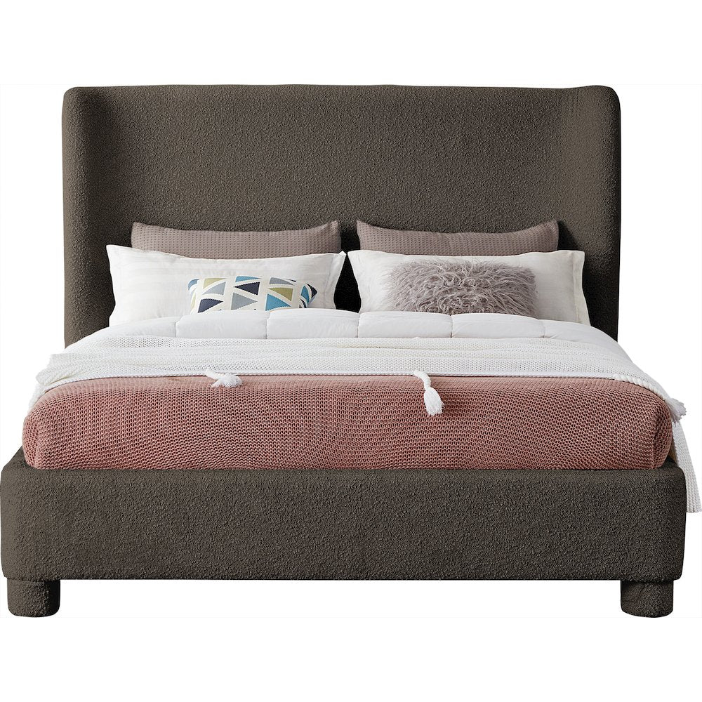 Penny Brown Boucle Fabric Queen Bed