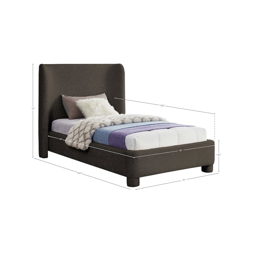 Penny Brown Boucle Fabric Twin Bed