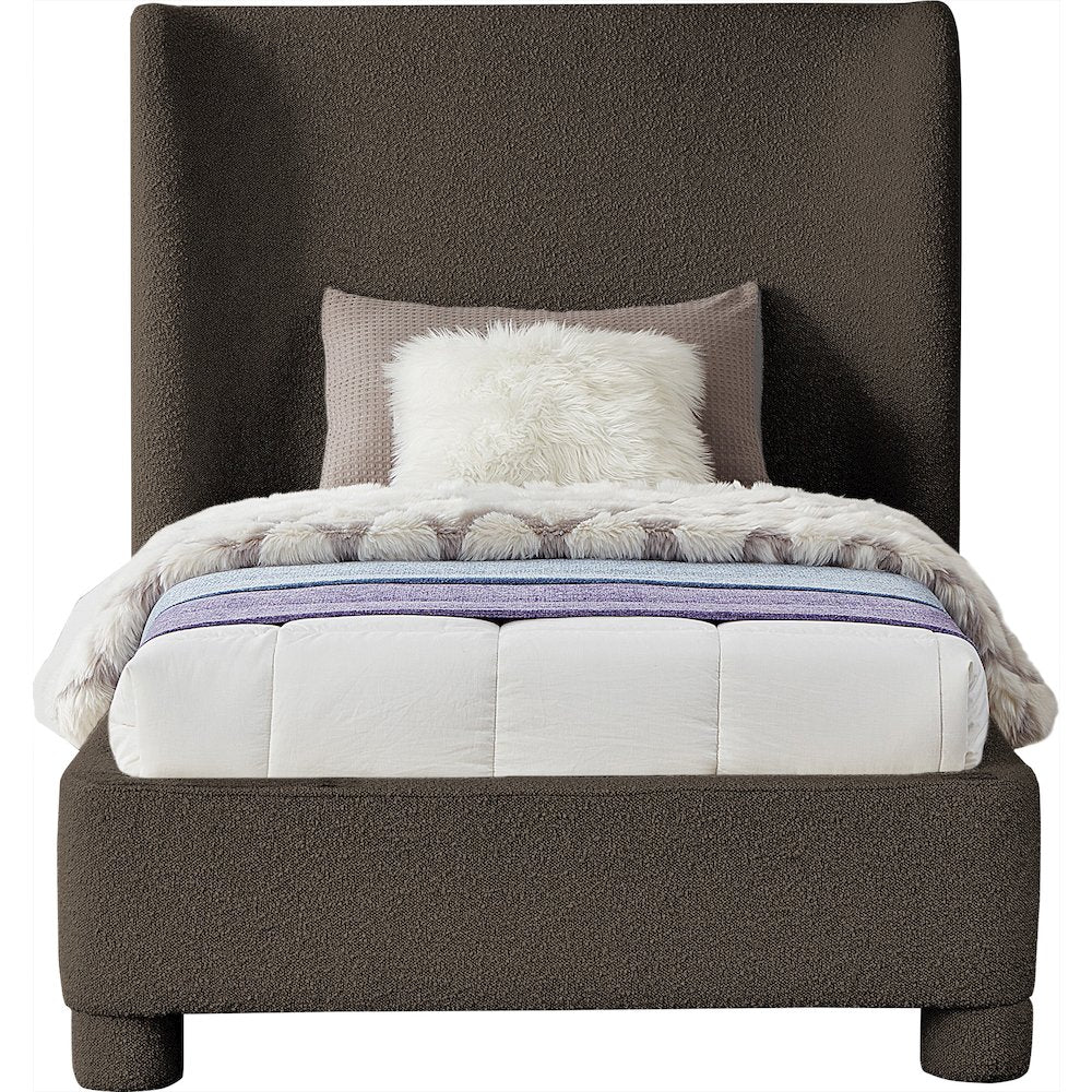 Penny Brown Boucle Fabric Twin Bed
