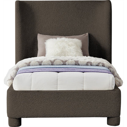 Penny Brown Boucle Fabric Twin Bed