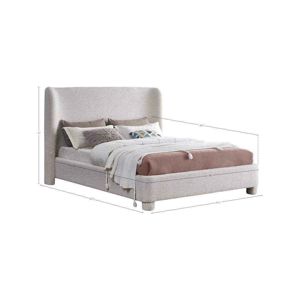 Penny Cream Boucle Fabric Full Bed
