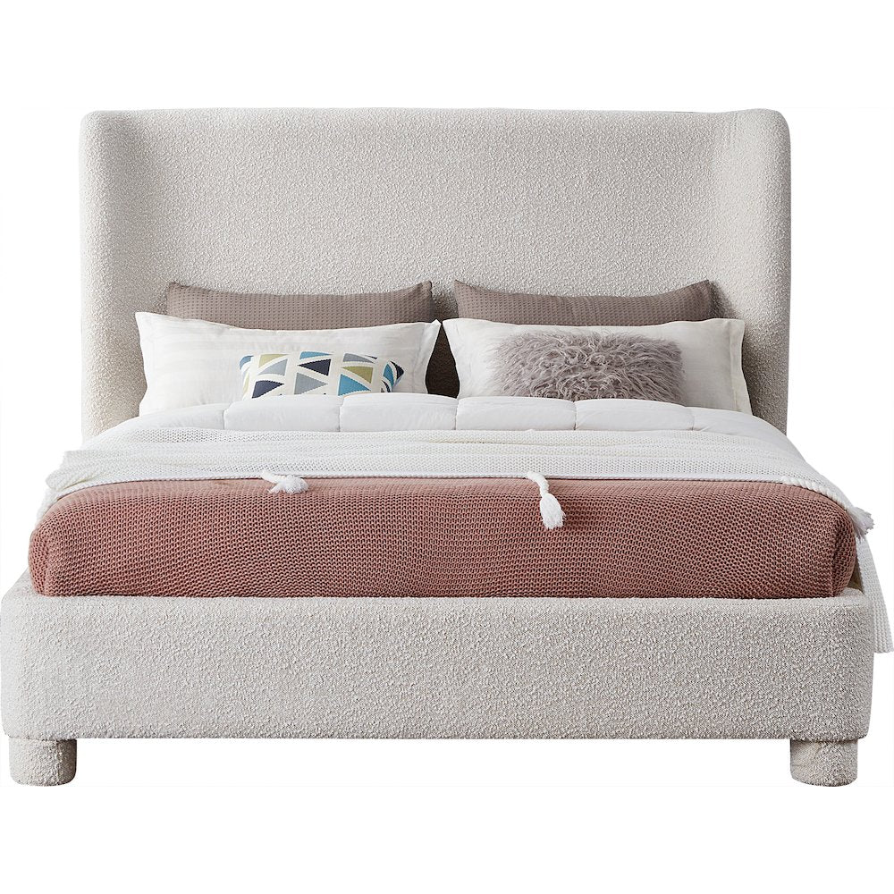 Penny Cream Boucle Fabric Full Bed