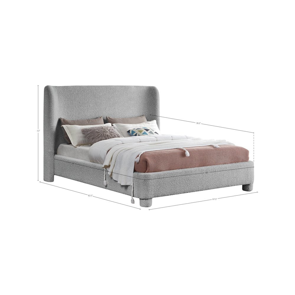 Penny Grey Boucle Fabric Full Bed