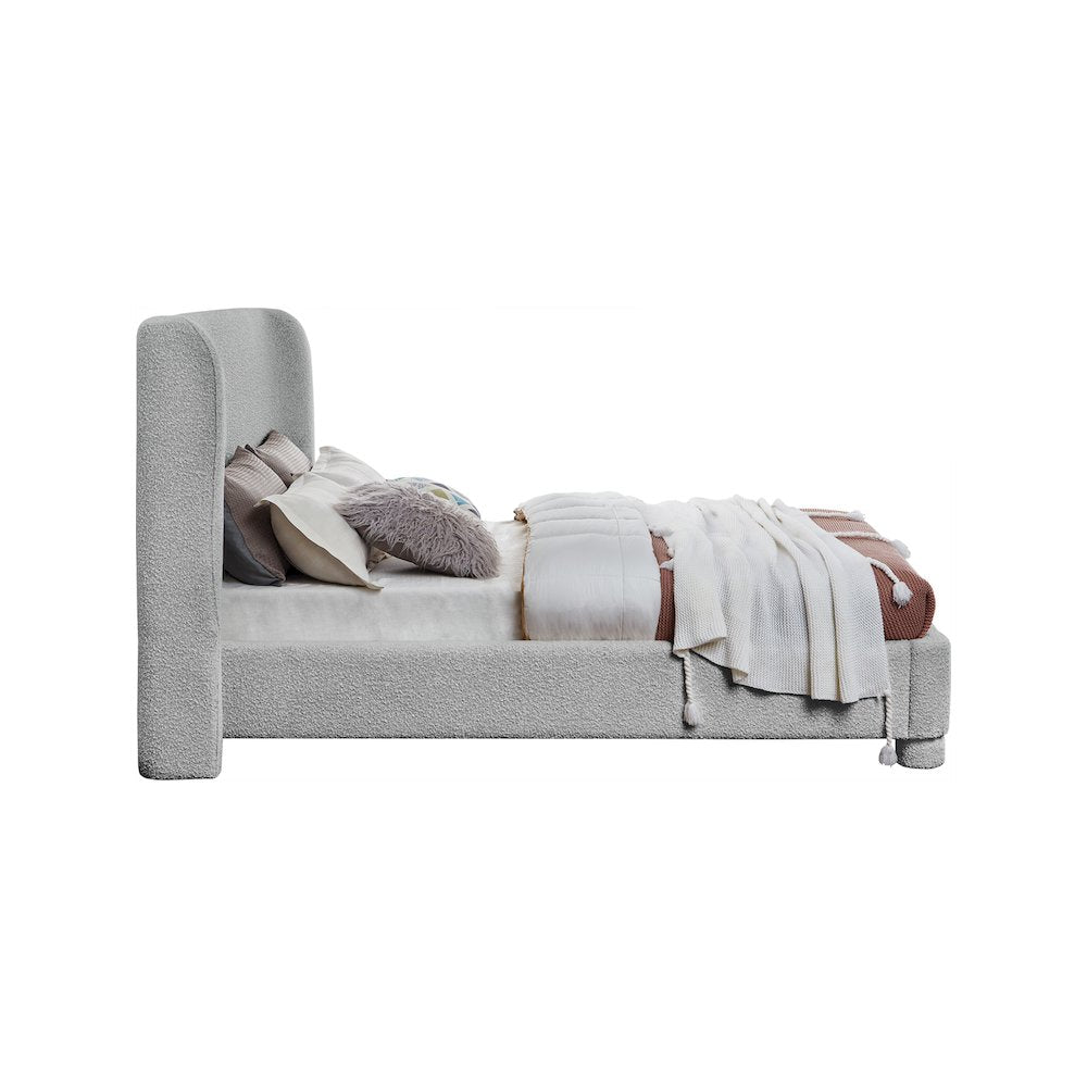 Penny Grey Boucle Fabric Full Bed
