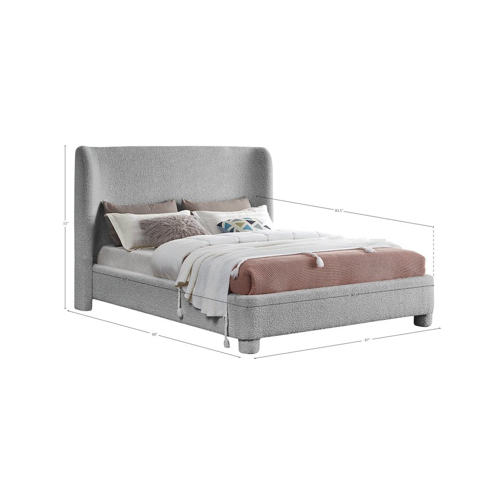 Penny Grey Boucle Fabric King Bed