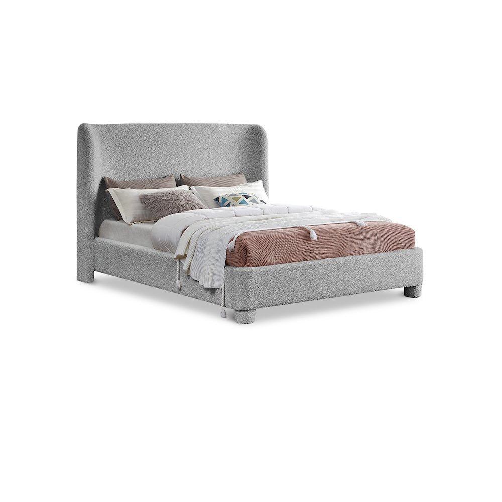 Penny Grey Boucle Fabric King Bed