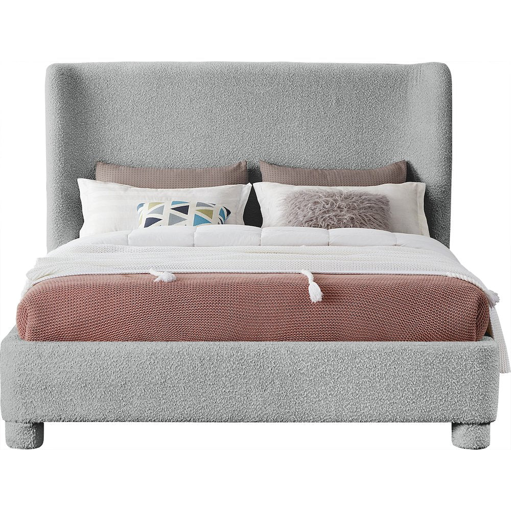 Penny Grey Boucle Fabric King Bed