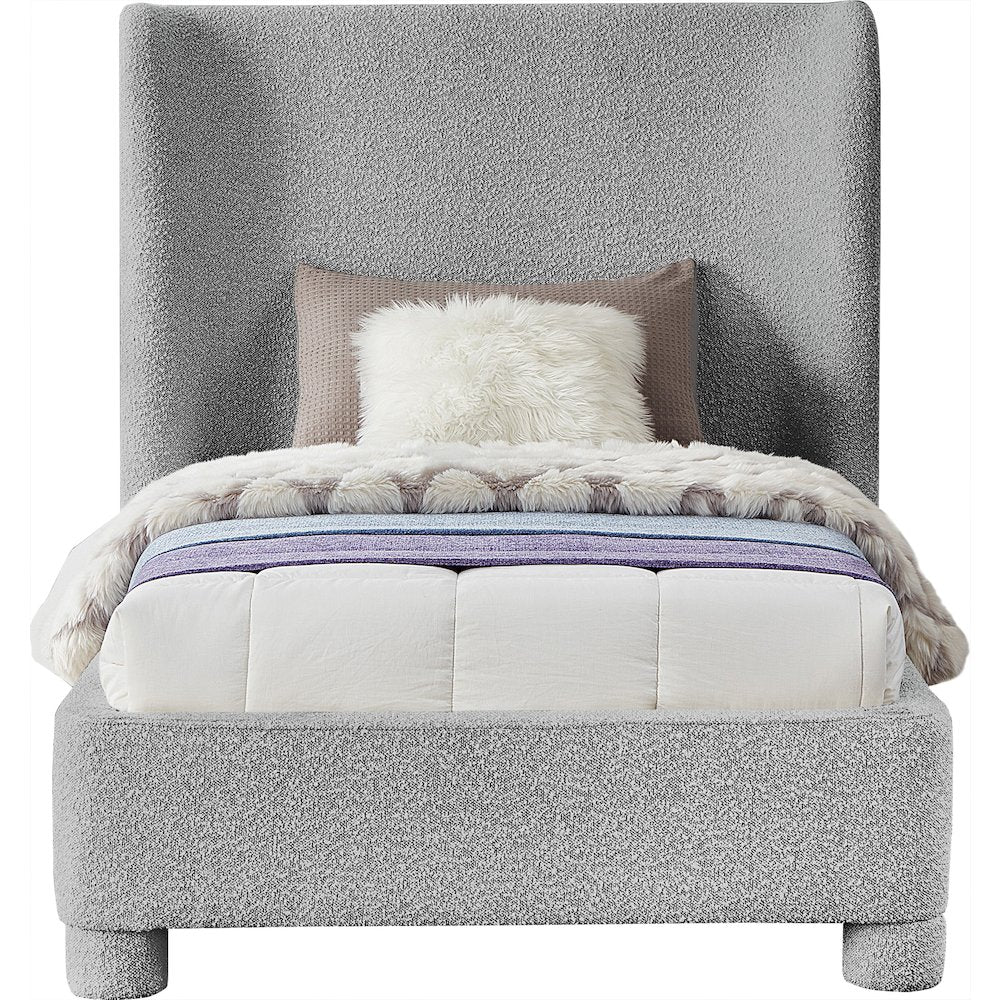 Penny Grey Boucle Fabric Twin Bed