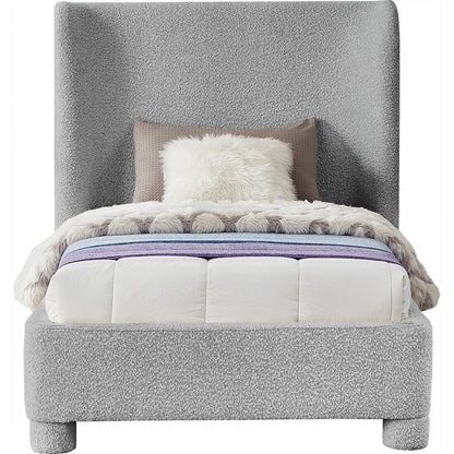 Penny Grey Boucle Fabric Twin Bed