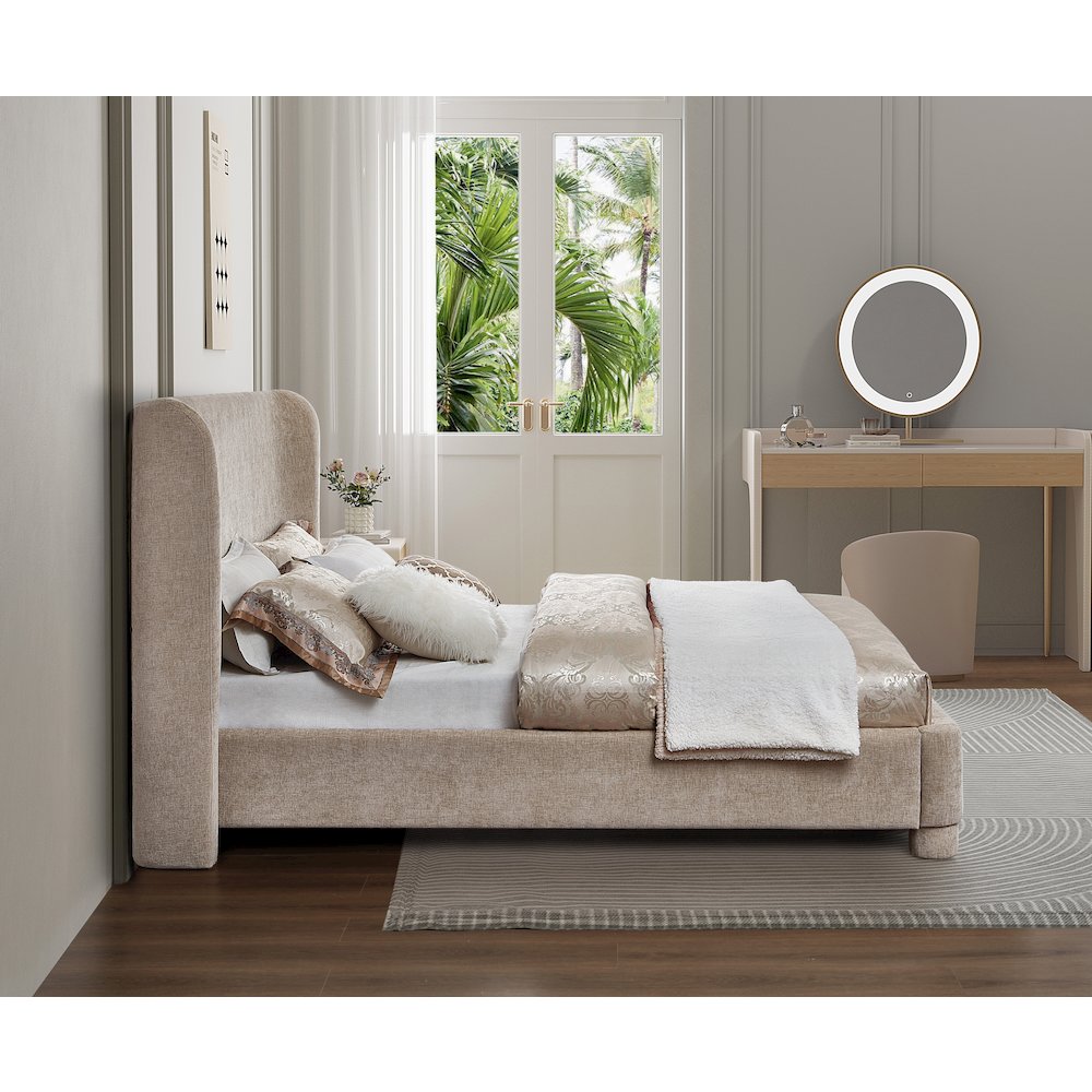 Penny Beige Chenille Fabric Full Bed