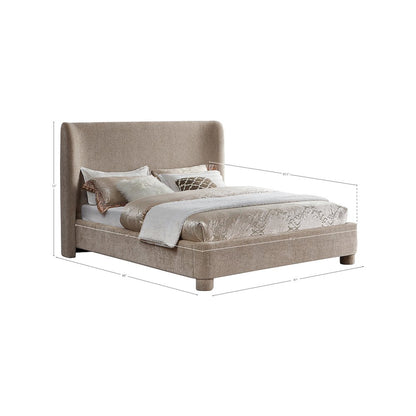 Penny Beige Chenille Fabric King Bed