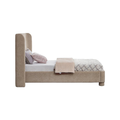 Penny Beige Chenille Fabric Twin Bed