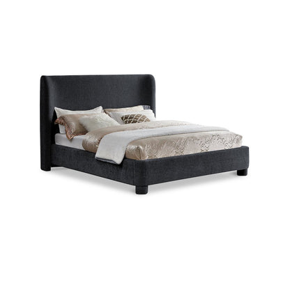 Penny Black Chenille Fabric King Bed