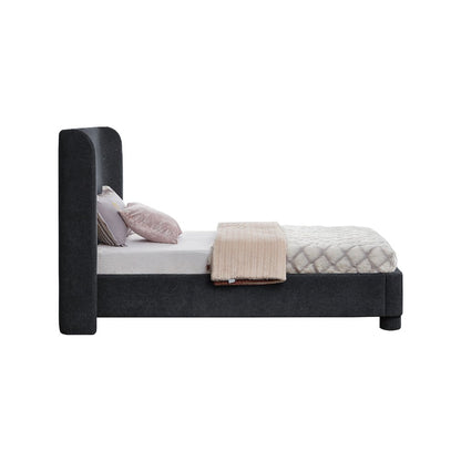 Penny Black Chenille Fabric Twin Bed