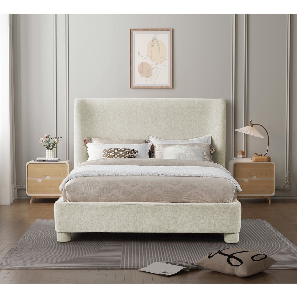 Penny Cream Chenille Fabric Full Bed