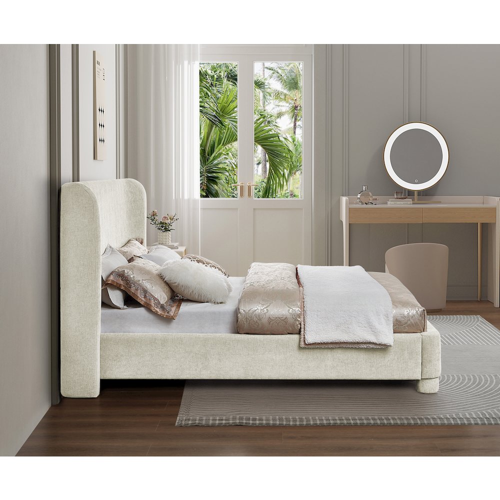 Penny Cream Chenille Fabric Full Bed