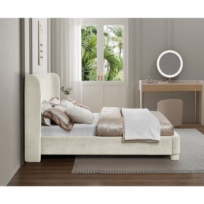 Penny Cream Chenille Fabric Full Bed