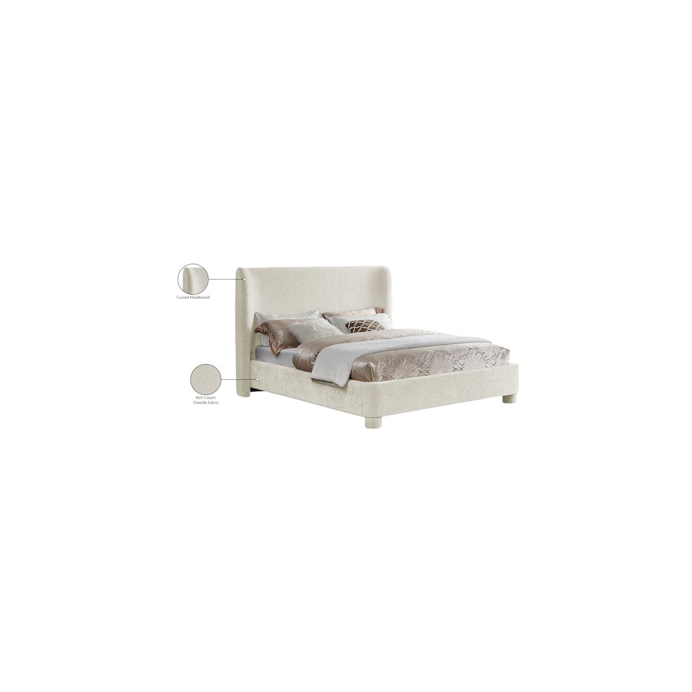 Penny Cream Chenille Fabric King Bed