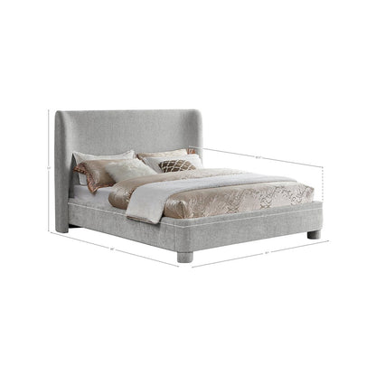 Penny Light Grey Chenille Fabric King Bed