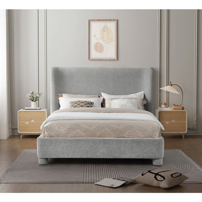Penny Light Grey Chenille Fabric King Bed
