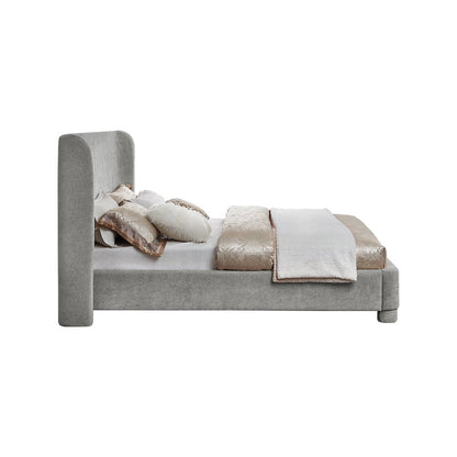 Penny Light Grey Chenille Fabric King Bed