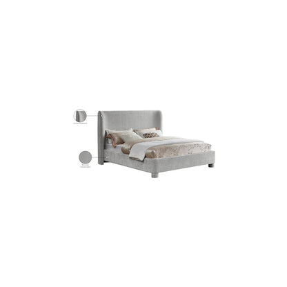 Penny Light Grey Chenille Fabric Queen Bed