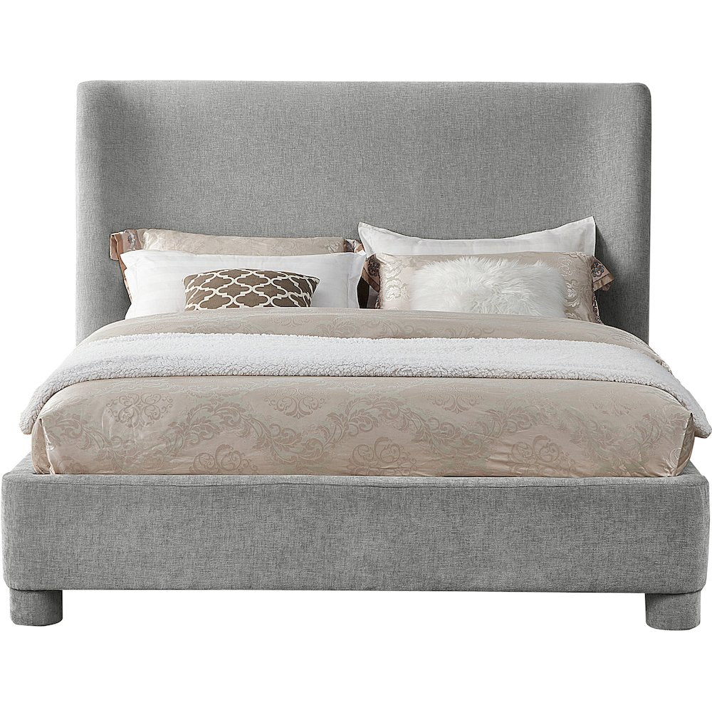 Penny Light Grey Chenille Fabric Queen Bed