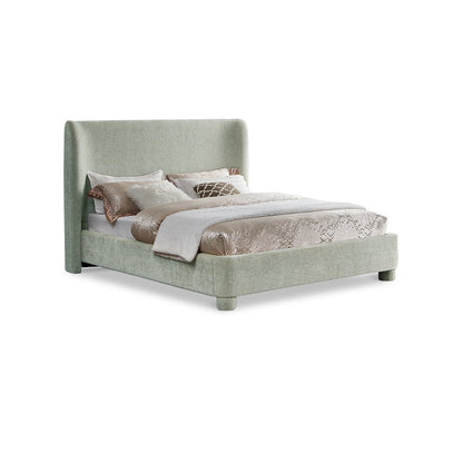 Penny Mint Green Chenille Fabric King Bed